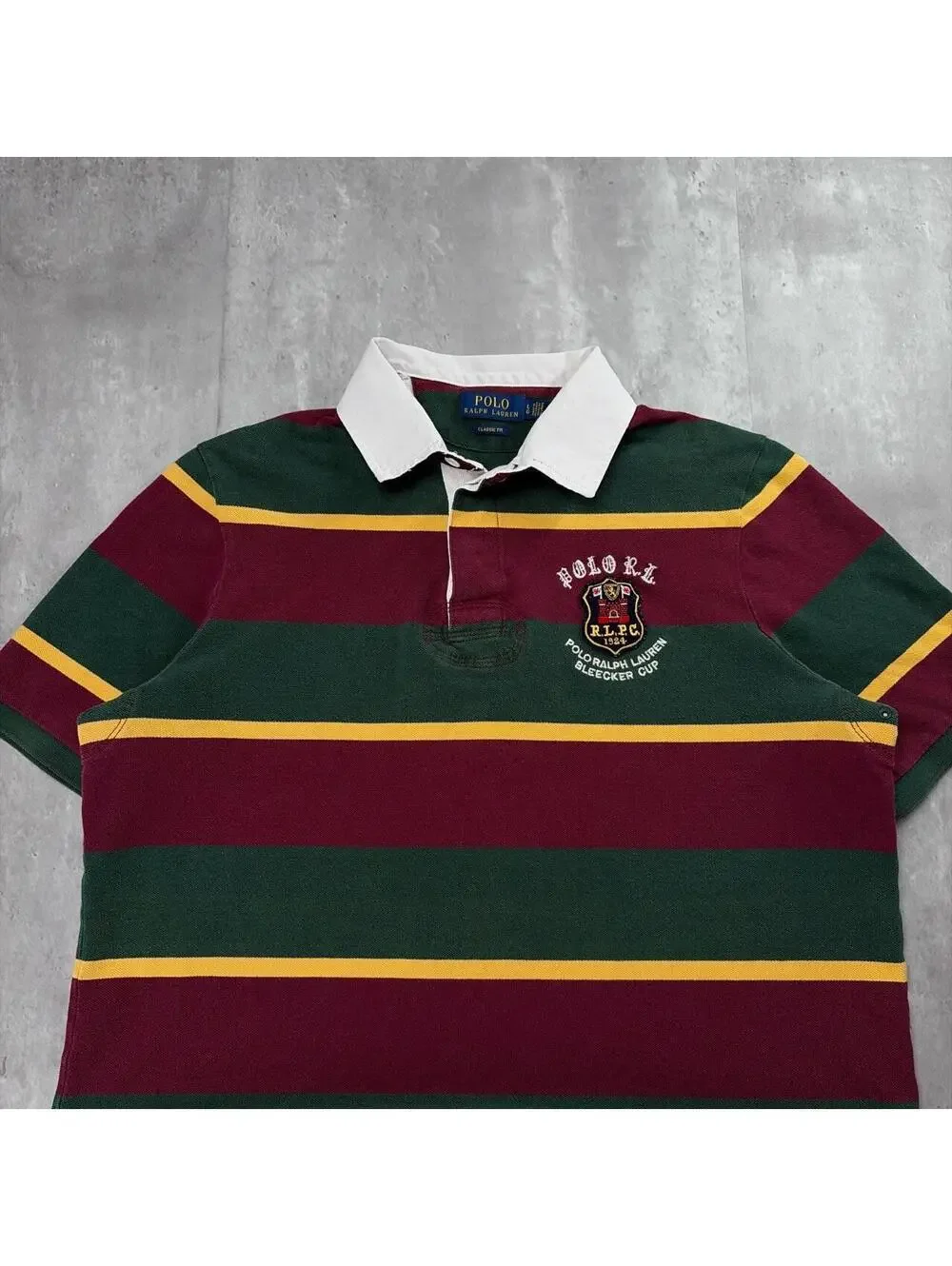 Y2K Burgundy Polo Ralph Lauren Grunge Rugby Striped Polo Shirt